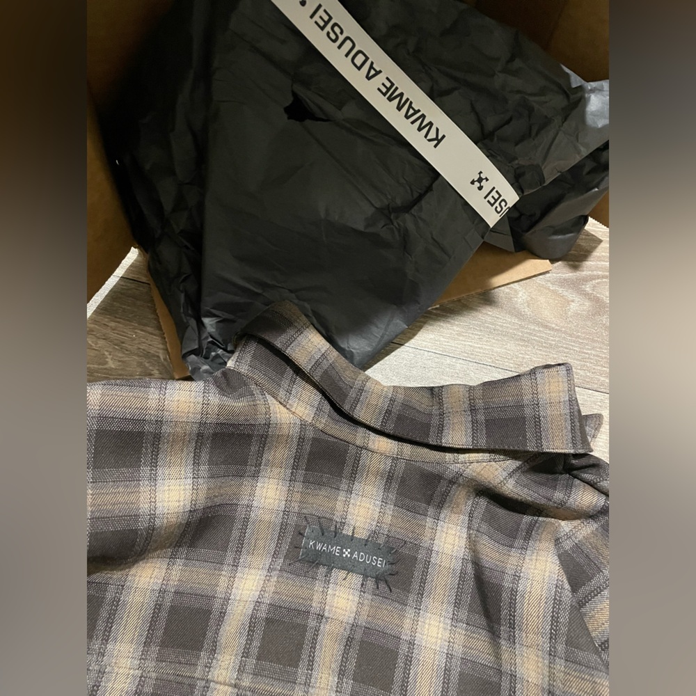 KWAME ADUSEI Kafra Top Brown Plaid Top - Picture 7 of 9